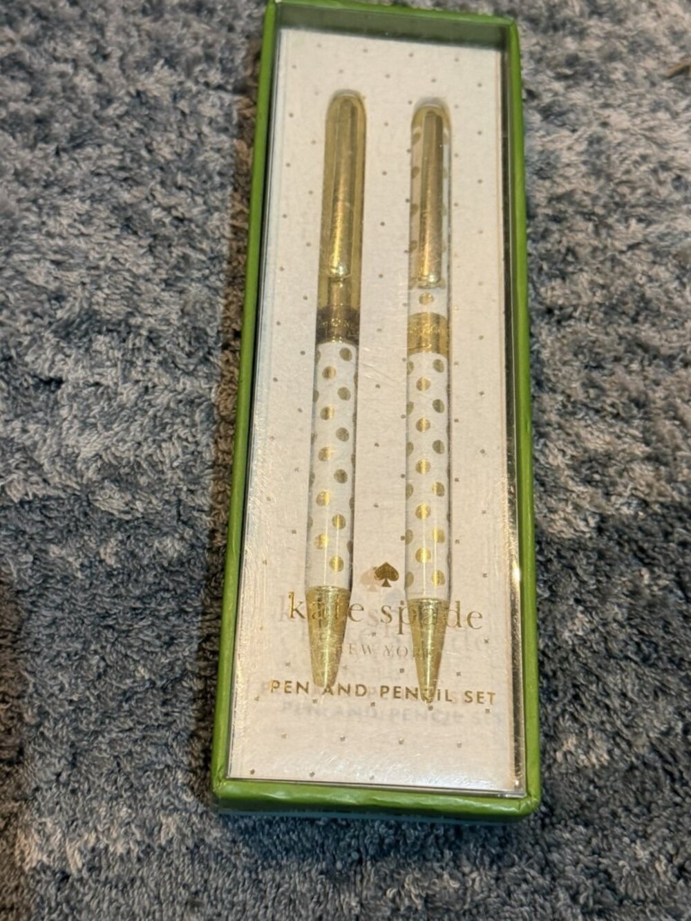 KATE SPADE New York Gold Dot Ball Point PEN and PENCIL Set New in Box